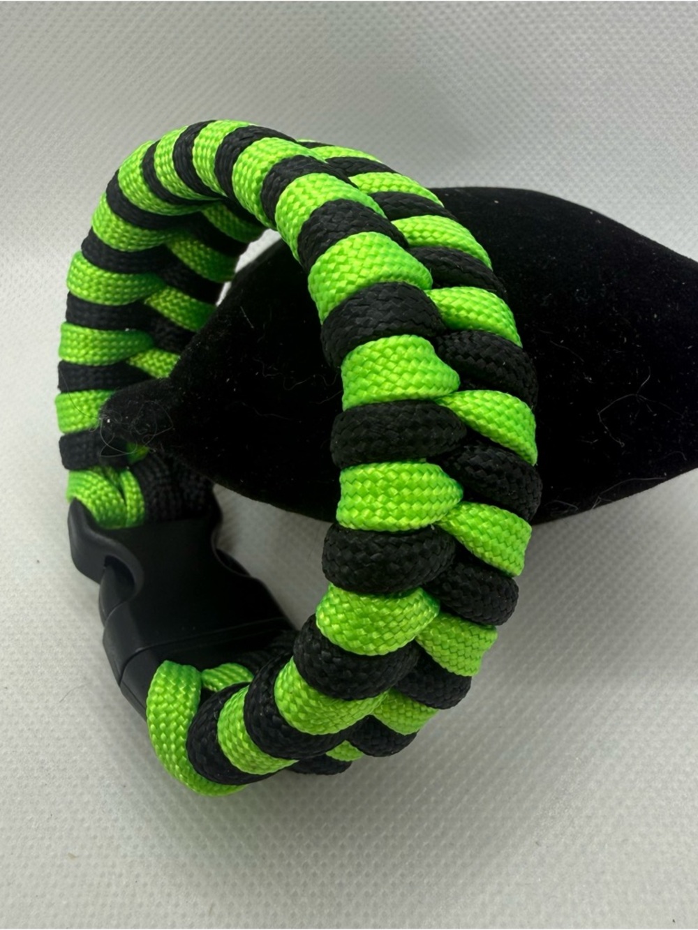 Handmade Neon Green & Black 550 Paracord Bracelet with Side Release Buckle, 8”